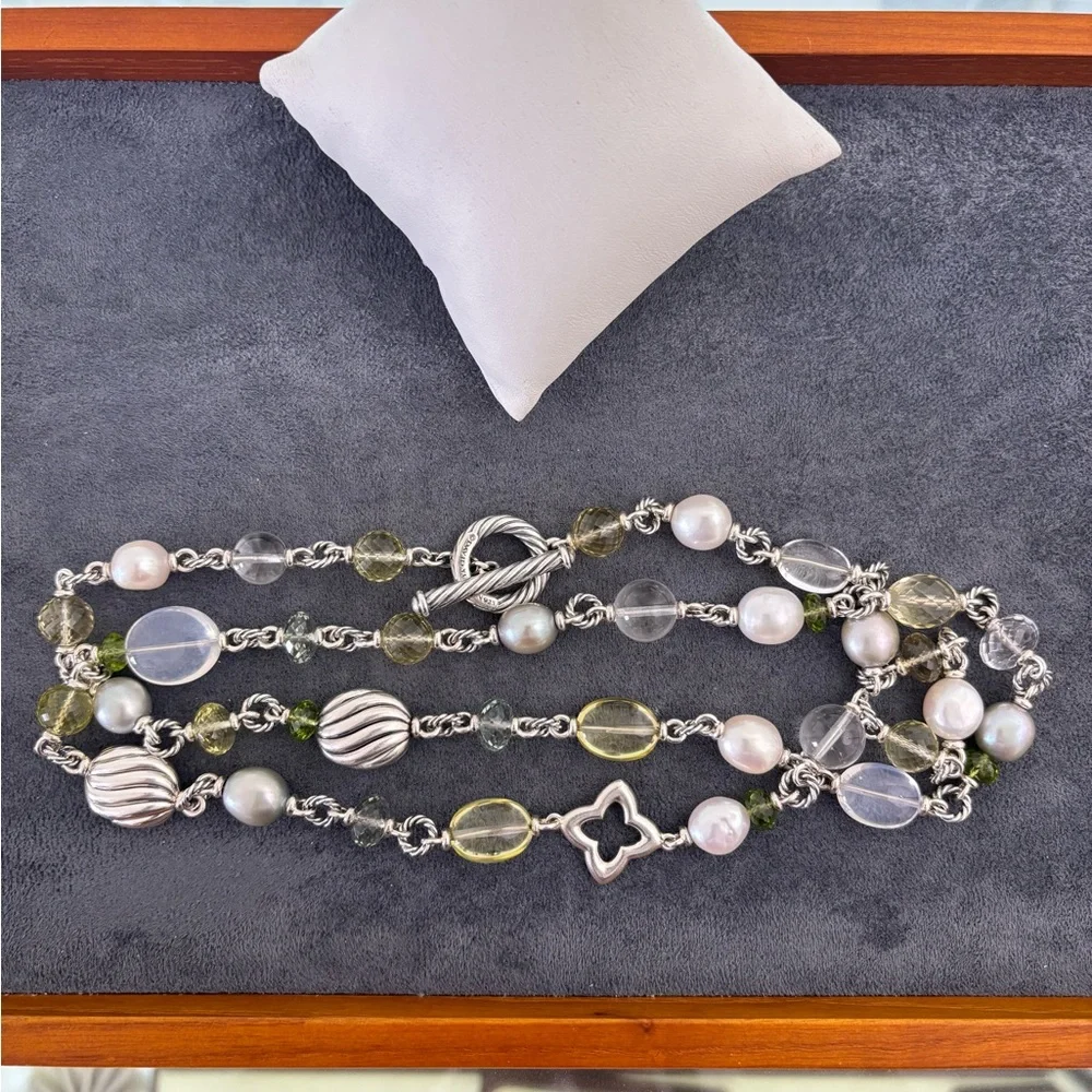 David Yurman Multi-Stone Quatrefoil Bijoux Station Necklace 36